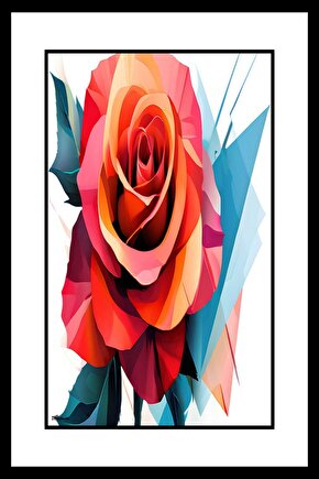 Büyük Yapraklı Gül Digital Art ( ÇERÇEVESİZ - ÇERÇEVE YOKTUR ) ( ULTRA HD ) FOLYO AFİŞ - POSTER