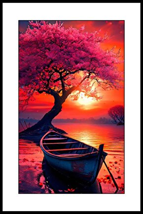 Kızıl Günbatımı Digital Art ( ÇERÇEVESİZ - ÇERÇEVE YOKTUR ) ( ULTRA HD ) FOLYO AFİŞ - POSTER