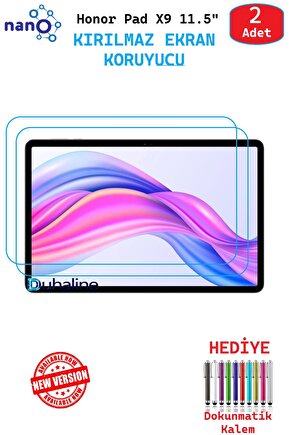 2 ADET Honor Pad X9 11.5 Tablet İçin Tam Uyumlu Ekran Koruyucu Şeffaf Cam Nano HD Esnek Kırılmaz