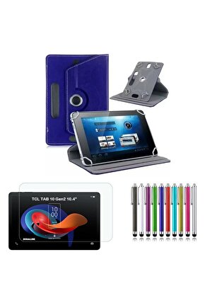 TCL TAB 10 Gen2 10.4 Uyumlu Standlı Tablet Kılıfı + Kırılmaz Ekran Koruyucu+ Dokunmatik Kalem
