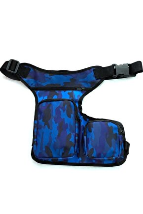 Bacak Çantası Üç Cepli Kamufulaj Mavi