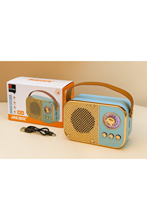 M24 ŞARJLI BLUETOOTH HOPARLÖR 5W MİNİ RADYO SD KART USB GİRİŞLİ SES BOMBASI TWS ÖZELLİKLİ