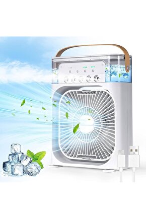 BUZLU FAN TAŞINABİLİR SU BUHARI PÜSKÜRTMELİ KLİMA SERİNLETİCİ VANTİLATÖR ODA HAVA NEMLENDİRİCİ