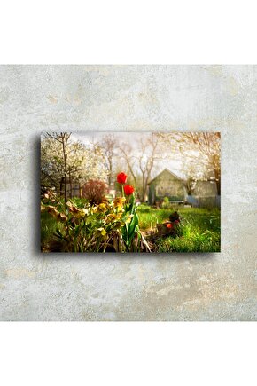 Doğal Bahar Manzaralı Cam Tablo