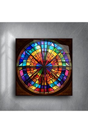 Renkli Vitray Desenli Cam Duvar Tablosu