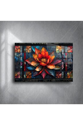 Lotus Çiçeği Mandala Vitray Duvar Sanatı