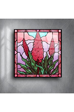El Yapımı Renkli Vitray Çiçek Duvar Sanatı