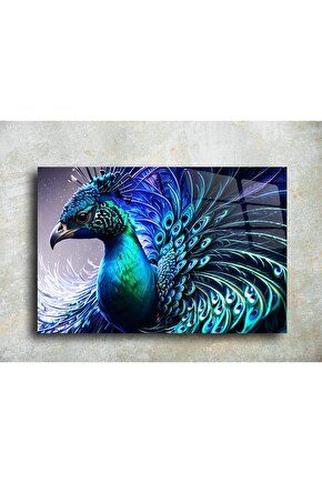 Tavus Kuşu Cam Tablo Duvar Dekoru 1