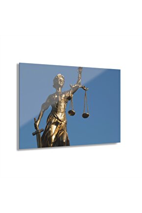 Adalet Terazisi Cam Tablo Duvar Dekoru 1