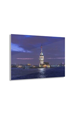 Kız Kulesi Gece Cam Tablo Duvar Dekoru