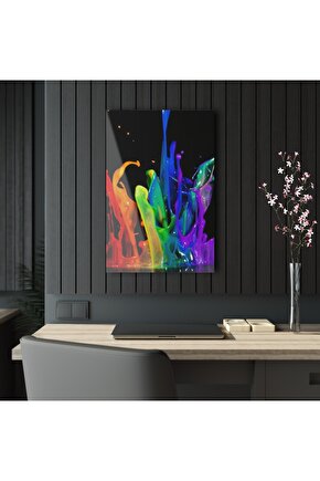 Gökkuşağı Damlalar Cam Tablo Duvar Dekoru