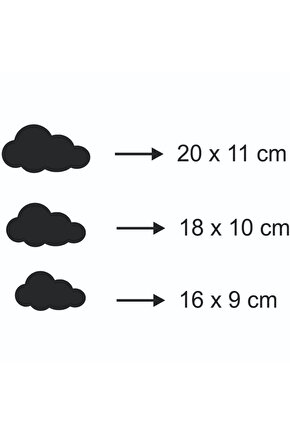 Üç Farklı Ebatta Siyah Bulut Duvar Dekoru Zenginleştirici