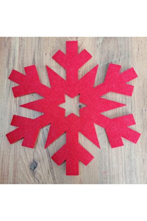 Keçe Yılbaşı Temalı Amerikan Servisi 2 Li 35x35 Cm Kırmızı Keçe Yuvarlak Amerikan Servis