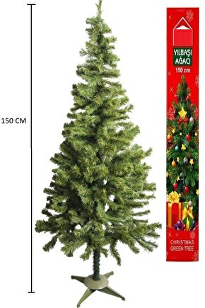 Yılbaşı Ağacı 150 Cm, 224 Dal, Yeşil, Yoğun Görünüm