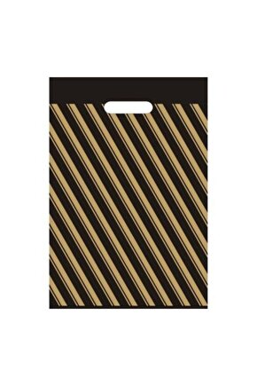 14 SÜS Siyah Çizgili Takviyeli Poşet 40 x 50 cm 100ADER 2 PAKET