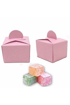 Lokum Kutusu Pembe Renk Kare 50 Adet 4x5 Cm
