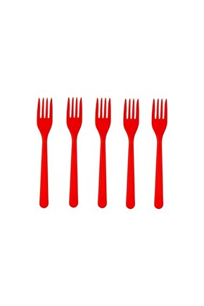 Renkli Plastik Çatal 25li Kullan At Çatal Kırmızı Sert Çatal