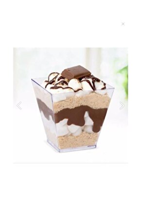 Pvc Prizma Mini Mika Plastik Kare Kap Küp Sunum Kase 120 Cc 25 Adet