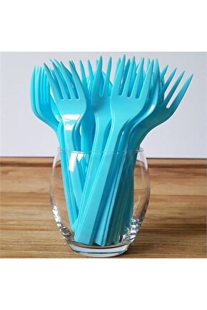 Mavi Plastik Çatal 18 cm-25 Adet