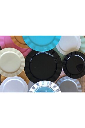 Plastik Tabak Lüks 26cm - 6 Adet - Mavi -sert Mika Parlak