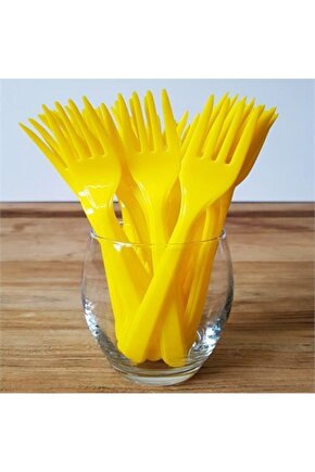 Sarı Plastik Çatal 18 Cm-25 Adet