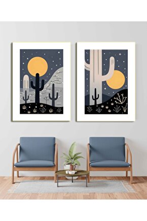 Matisse - Sanat - Soyut - Doğa - Ev - Yaşam ( 2 Li Çerçevesiz ) Poster - Afiş - Tablo NNHT327