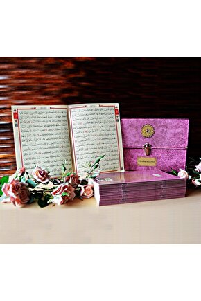 Hatim Cüzü Hatim Seti 30 Cüz Rahle Boy Çantalı Lila Kuranı Kerim Mevlit Hediyeliği-MEDRESE