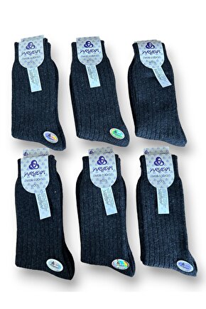 Antrasit Yünlü 6 Çift Erkek Çorap