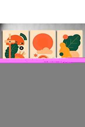 Matisse - Boho - Art Deco - Soyut - Doğa ( 3 lü Çerçevesiz ) Poster - Afiş - Tablo KR2C01041