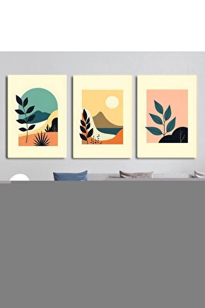 Matisse - Boho - Art Deco - Soyut - Doğa ( 3 lü Çerçevesiz ) Poster - Afiş - Tablo KR2C01269