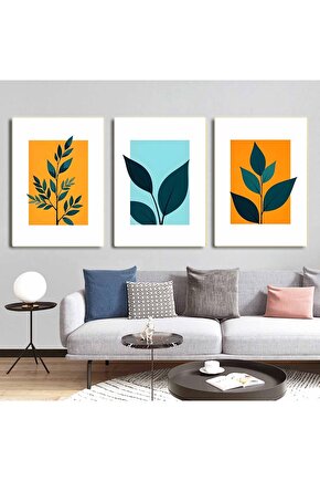 Matisse - Boho - Art Deco - Soyut - Doğa ( 3 lü Çerçevesiz ) Poster - Afiş - Tablo KR2C00104