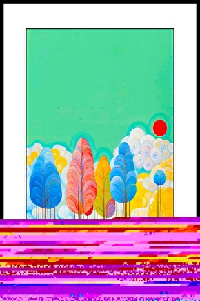 Renkli Ağaçlar Digital Art ( ÇERÇEVESİZ - ÇERÇEVE YOKTUR ) ( ULTRA HD ) FOLYO AFİŞ - POSTER