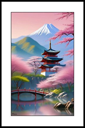 Dağdaki Japon Evi Digital Art ( ÇERÇEVESİZ - ÇERÇEVE YOKTUR ) ( ULTRA HD ) FOLYO AFİŞ - POSTER
