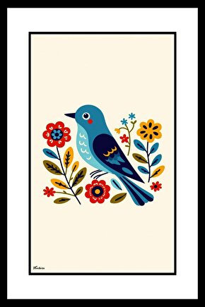 Tabloda Kuş ve Çiçek Digital Art ( ÇERÇEVESİZ - ÇERÇEVE YOKTUR ) ( ULTRA HD ) FOLYO AFİŞ - POSTER