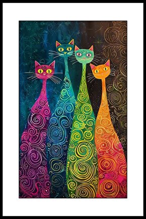 Kediler Zamanı Digital Art ( ÇERÇEVESİZ - ÇERÇEVE YOKTUR ) ( ULTRA HD ) FOLYO AFİŞ - POSTER