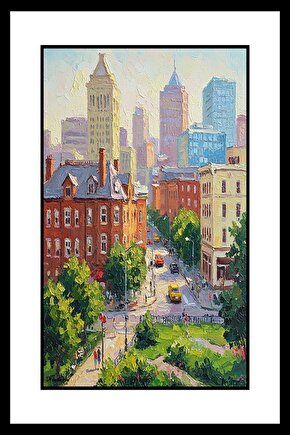 Tarihi Evler ve Cadde Digital Art ( ÇERÇEVESİZ - ÇERÇEVE YOKTUR ) ( ULTRA HD ) FOLYO AFİŞ - POSTER