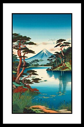 Dağ ve Göl Manzarası Digital Art ( ÇERÇEVESİZ - ÇERÇEVE YOKTUR ) ( ULTRA HD ) FOLYO AFİŞ - POSTER