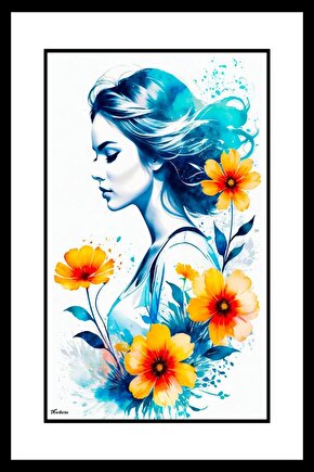 Güller ve Kadın Digital Art ( ÇERÇEVESİZ - ÇERÇEVE YOKTUR ) ( ULTRA HD ) FOLYO AFİŞ - POSTER