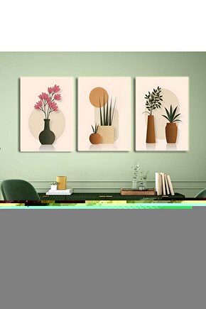 Matisse - Boho - Art Deco - Soyut - Doğa ( 3 lü Çerçevesiz ) Poster - Afiş - Tablo KR2C00266