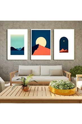 Matisse - Boho - Art Deco - Soyut - Doğa ( 3 lü Çerçevesiz ) Poster - Afiş - Tablo KR2C01085