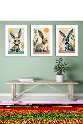 Matisse - Boho - Art Deco - Soyut - Doğa ( 3 lü Çerçevesiz ) Poster - Afiş - Tablo KR2C01084