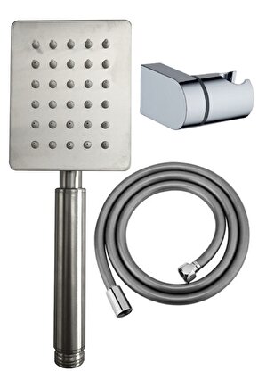 Krom Paslanmaz Duş Başlığı ve Pvc Hortumlu Takım, L Mafsal ile kolay kullanım