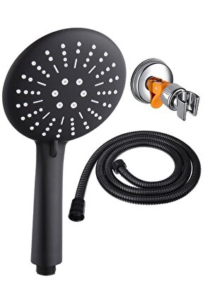 Panter 5 Fonksiyonlu Siyah Duş Başlığı + Siyah Duş Hortumu + Mafsal Duş Takımı Duş Seti