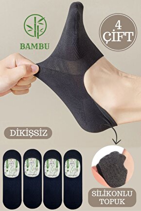Erkek Babet Çorap ( Bambu Dikişsiz Parfümlü 4 Çift Silikonlu) Babet