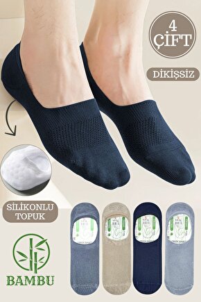 Erkek -  Bambu Babet Çorap Dikişsiz Parfümlü Silikonlu Erkek Babet Çorap