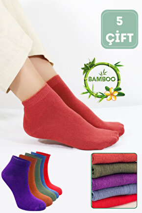 Kadın Kaliteli Bambu Patik Çorap (5 ADET) Dikişsiz Görünmez Parfümlü Kısa Model Çorap