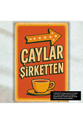 çaylar şirketten komik esprili sözler duvar yazıları retro ahşap poster tablo