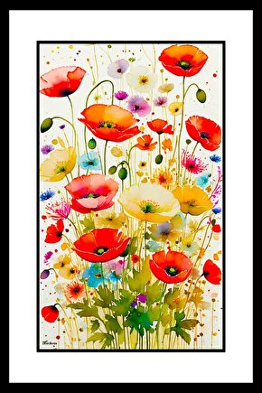 Kırmızı Çiçek Bahçesi Digital Art ( ÇERÇEVESİZ - ÇERÇEVE YOKTUR ) ( ULTRA HD ) FOLYO AFİŞ - POSTER