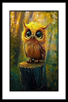 Minik Baykuş Digital Art ( ÇERÇEVESİZ - ÇERÇEVE YOKTUR ) ( ULTRA HD ) FOLYO AFİŞ - POSTER