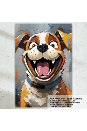 gülen sevimli köpek ev çocuk odası dekorasyon tablo retro ahşap poster